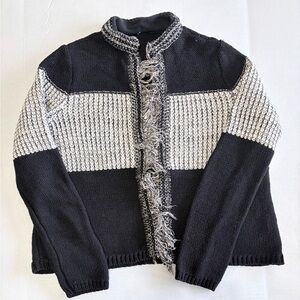 Chico’s open front, fringe Women's Sweater Cardigan Size 2 Medium